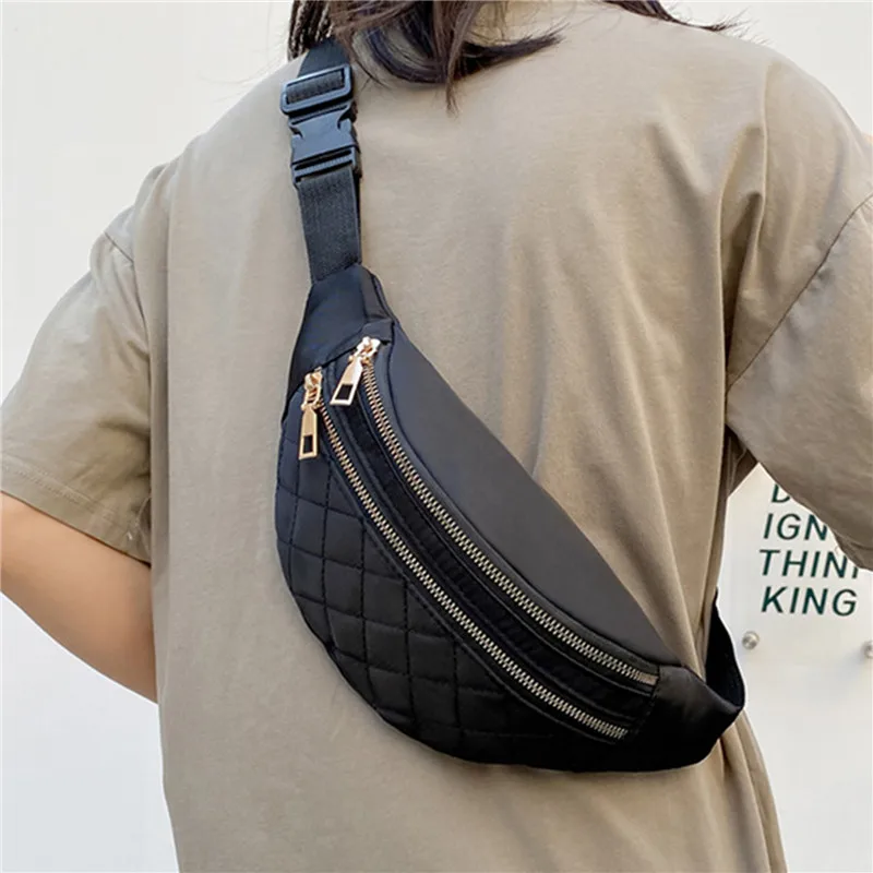 Waist Bag Chest Bag Women's Waist Bag Chest Bag PU Leather Waterproof Fanny Pack Messenger Shoulder Bags Multifunction Plaid