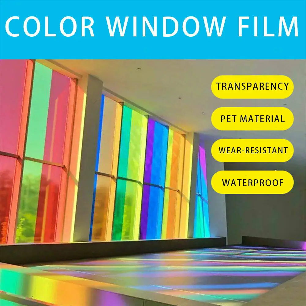 Description Picture 6 of item20x30cm 6pcs Bundle Transparent Decorative Window Film Anti UV Colorful Adhesive Vinyl Sheets Glass Film for Festival Home Decor