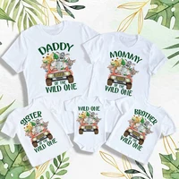 Baby Wild One Family Matching Outfit Jungle Party Dad Mom Sister Brother Baby Look Clothes T-shirt One Birthday Family Shirt Top 1
