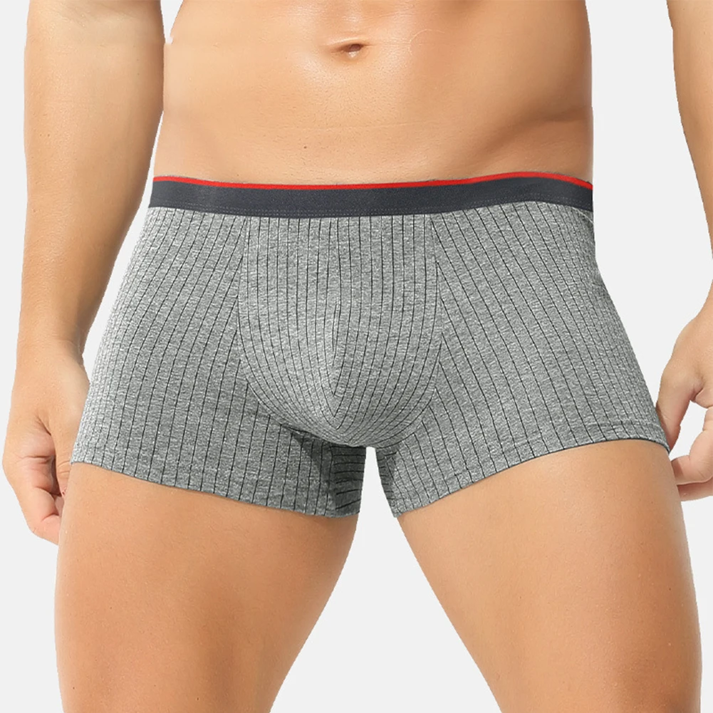 

Sexy Men's Low Waist Cotton U Pouch Striped Boxer Shorts And Underpants Breathable Underwear Boxers Man Pack Panties