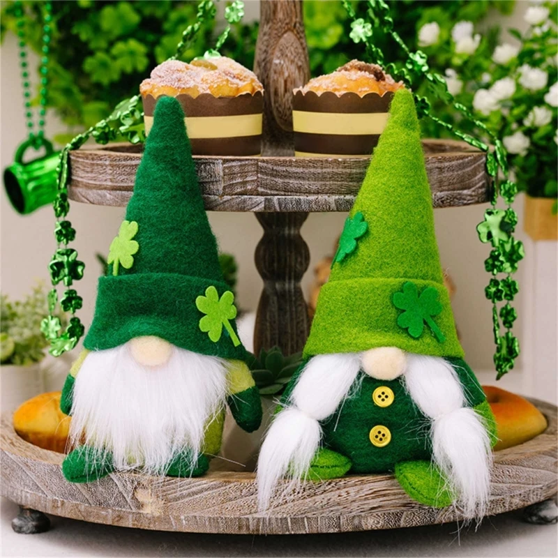 

2Pcs Face less Shamrocks Ornament Stpatricks Day Stuffed