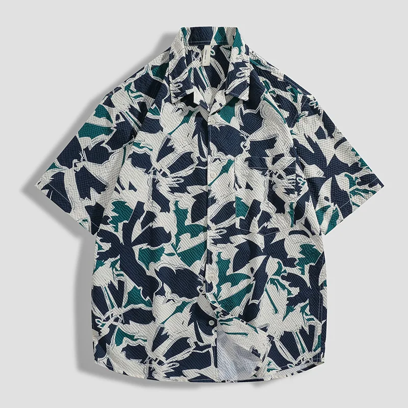 

Summer Men's Short Sleeve 2024 New Fashion Print Outdoor Casual Beach Style Loose and Comfortable Top for Men's Hawaii Shirt