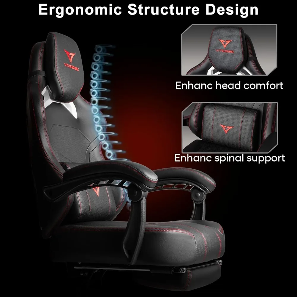 Big and Tall Gaming Chair 400lb Weight Capacity with Footrest, Ergonomic Video Game Chair for Adults with Oversized Headrest 5