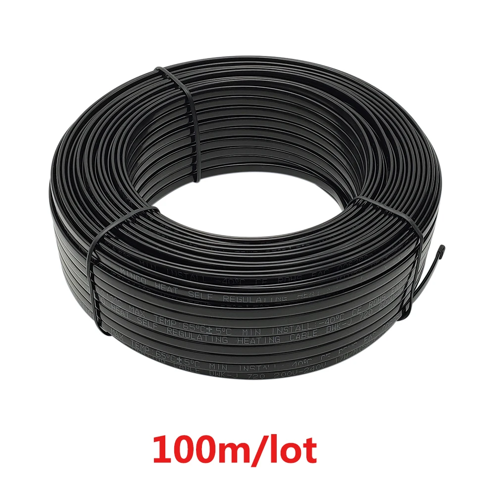 100m/lot AC200~240V 17w/m Self-regulating Heating Cable Snow Melting Drain Water Pipe Anti-Freeze Protection Heat Trace System