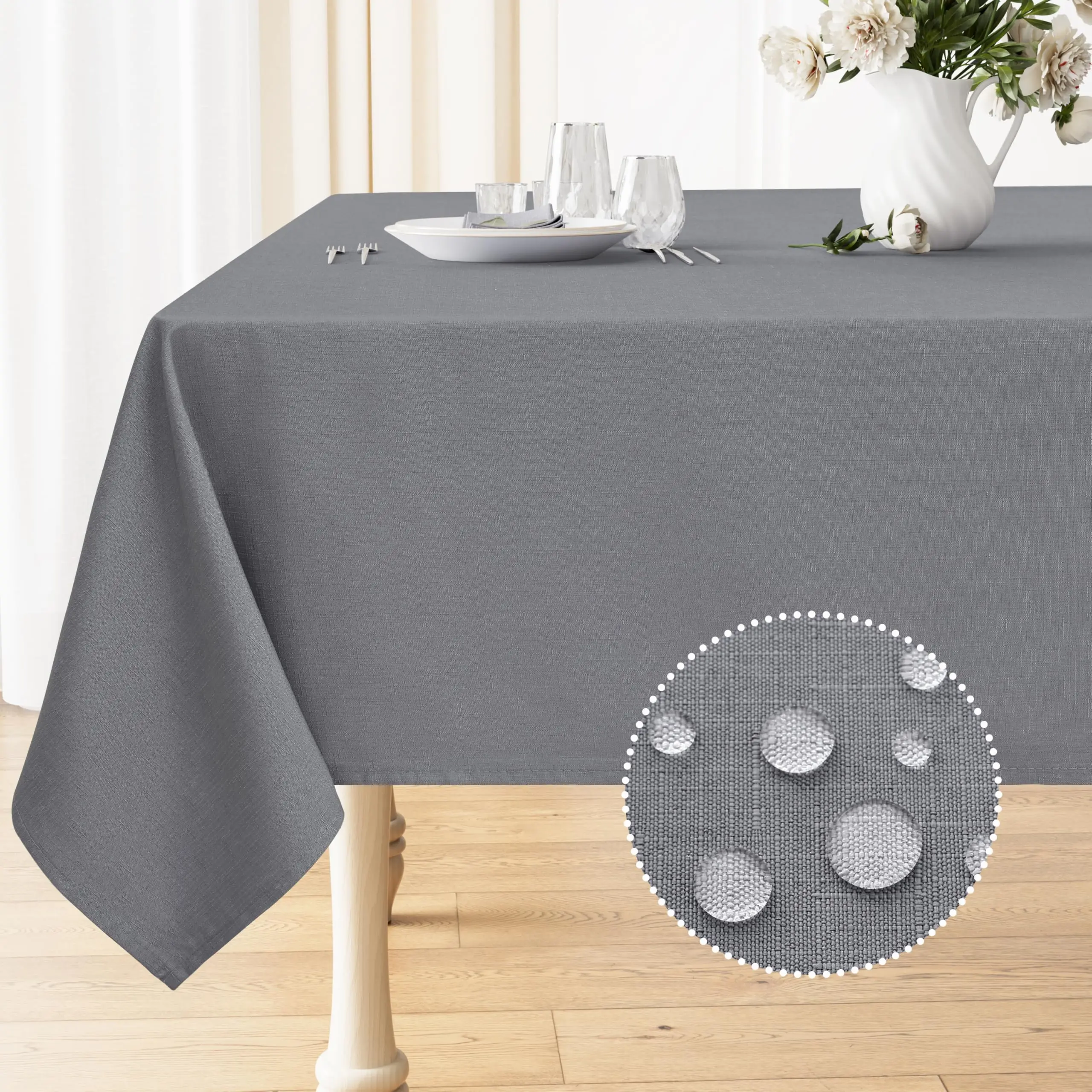 Table Cover Tablecloth Protector Olanly Rectangle Tablecloth Faux Linen Table Cloth Waterproof Wipeable Fabric Tablecloth Washable Table Cover For Kitchen Dining