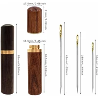 OZXHIXU Wood & Brass Needle Storage Box for Sewing & Embroidery (83x18mm) - Image 2