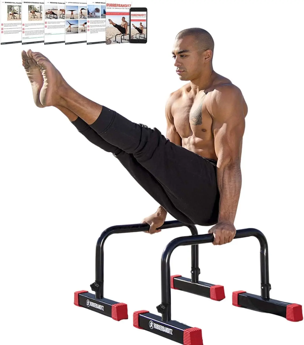 Parallette, Parallel Bars & Dip Station, Home Gym Essentials for L-Sit, Calisthenics, and Upper Body Workouts, Hea