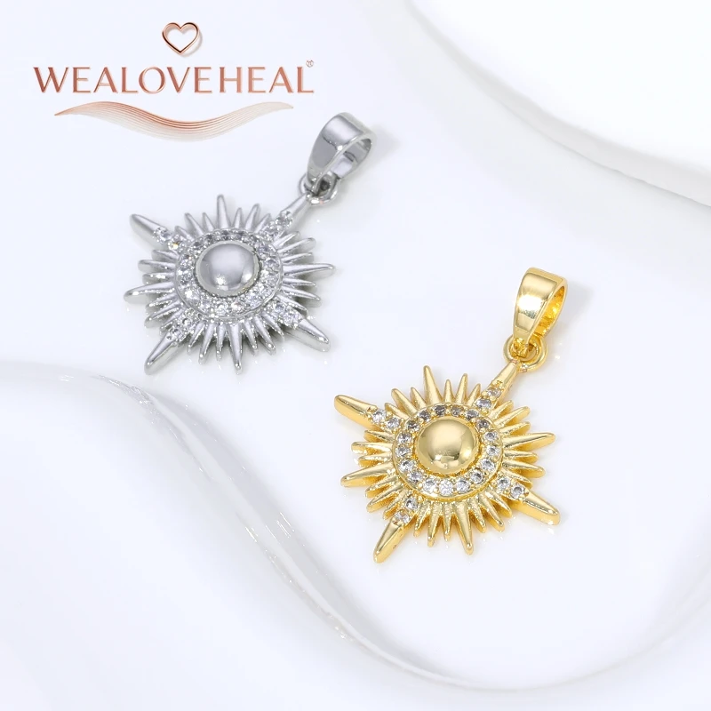 2026 Neue 18K Vergoldete Messing-Sonnenanhänger, Hochwertige Zirkon-Besetzte Sonnen-Charms für DIY Halsketten-Schmuckherstellung – Detail 27