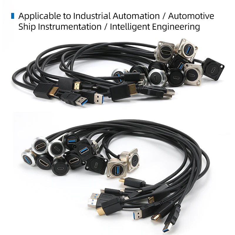 0.5-2m Metal USB 3.0 Data Extension Cable USB TypeA Connector Flush Mount Adapter Socket Wires Phone Car Truck Moto Industry