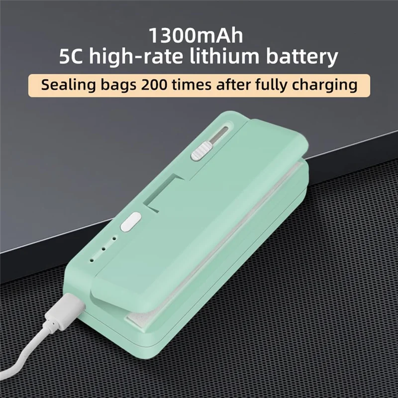 A74U 미니 백 실러, USB 충전식 감자칩 봉투 열 실러 캐퍼, 간식 비닐봉투 재밀봉 열 실링 및 커터 내구성 강화