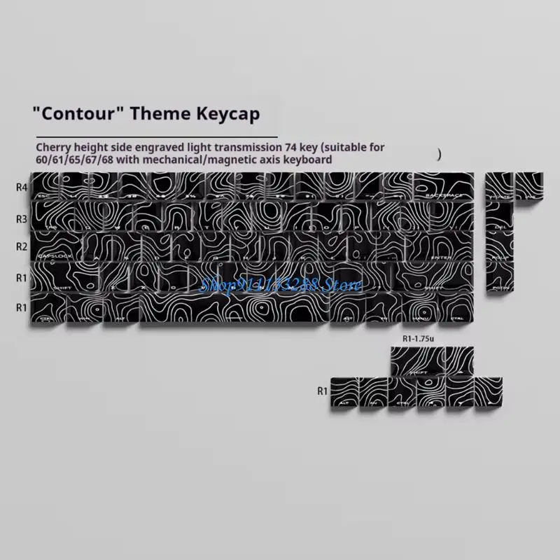 G88D 64/74Key Keycaps 세관 Contour3.0 Keycap 세트 측면 인쇄 백라이트 키 캡 60 61 63 기계식 키보드
