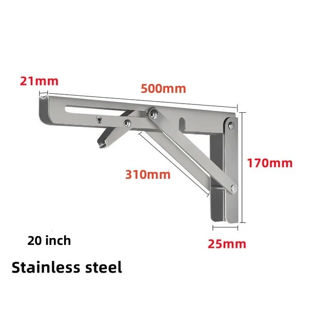 Heavy Duty Stainless Steel Folding Shelf Brackets with Screws - Set of 2