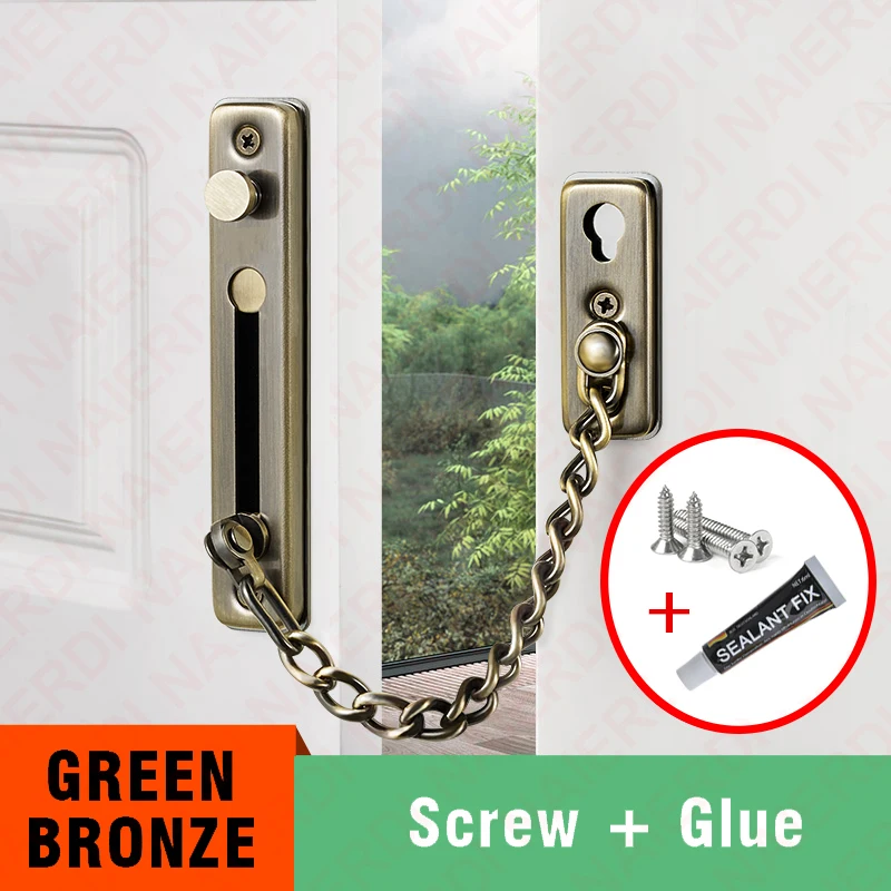 Vision4ever Security Door Handle Restricting Chain Locking Ring Safety Guard Easy To Use