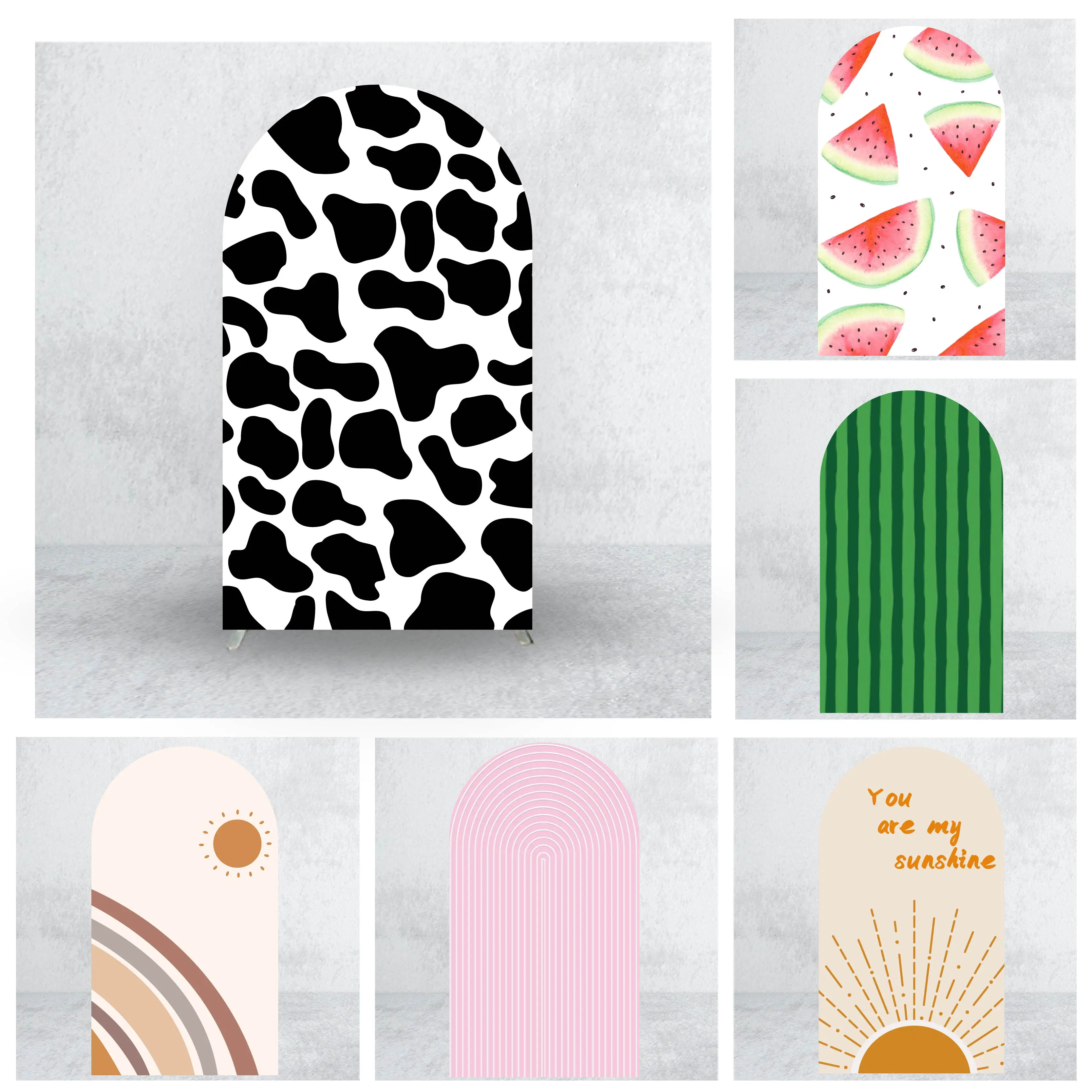 

Cow Pattern Design Arch Background Covers for Birthday Party & Festival Decoration Balloon Photograph Backgdrop Elastic Fabric