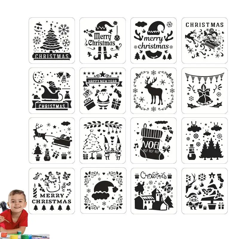 

Reusable Christmas Drawing Templates 16Pcs Santa Claus Stencils For DIY Home Decor DIY Christmas Stencils For Painting On Wood