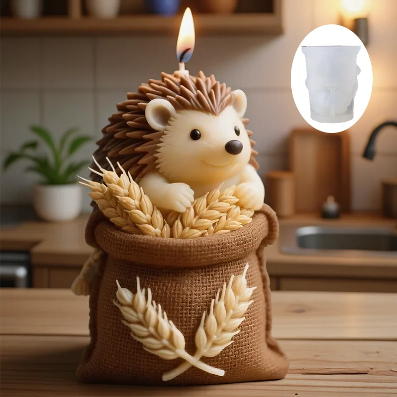 A cute hedgehog-shaped candle mold, resistant to high temperatures and not easily deformed, can be used to make scented candles/