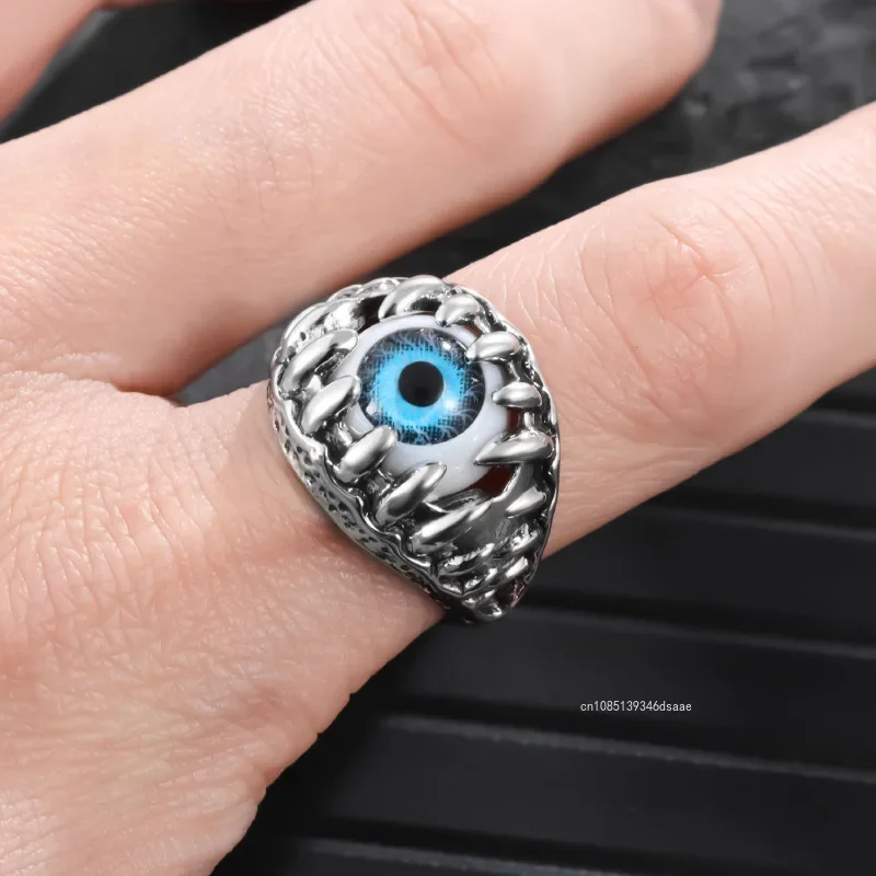 Stile moda 2025 Retro 2024, anello occhio di diavolo stile punk uomo e donna Halloween, hip-hop, rock, decorazione fatta a mano_voghion.com