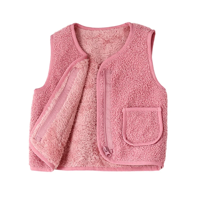 Children Vest Little Girls Boys Fleece Vest Outerwear Lightweight Solid Cute Fall Winter Jacket Clothes with Pockets