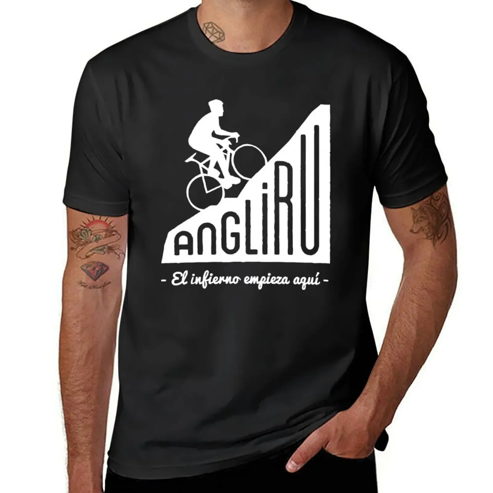Angliru climb _quot_El infierno empieza aquí_quot_ cycling Vuelta Espa?a T-shirt oversized mens graphic t-shirts