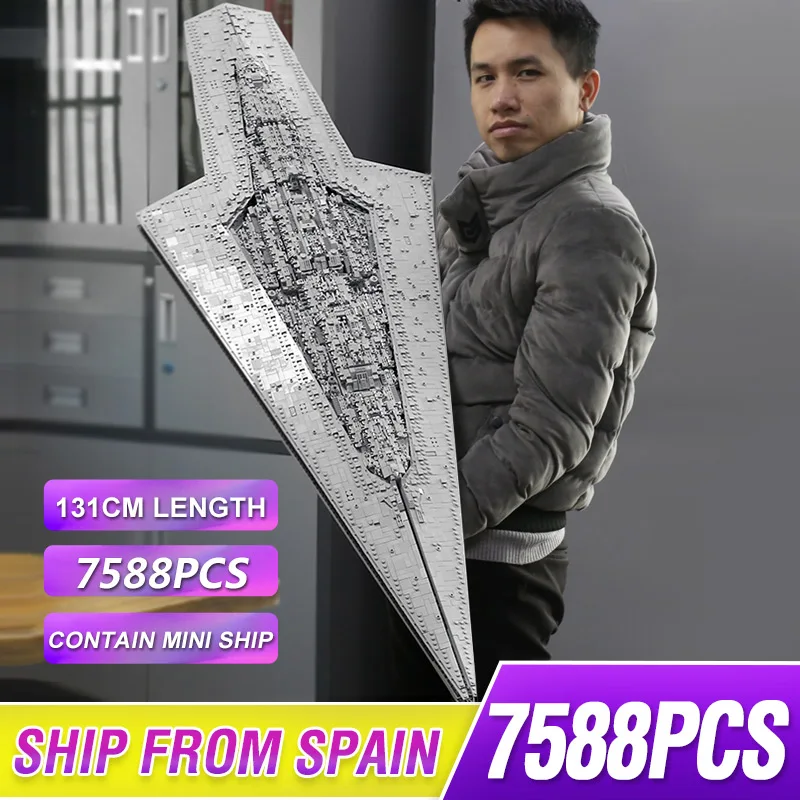 Mold King 13134 Astronave Serie Moc-15881 Esecuzione Super Star Destroyer Building Set 7588 Pezzi Regalo Di Natale