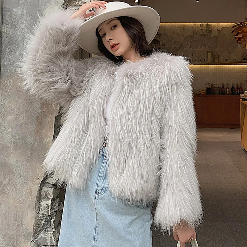 

Rimocy Women's Warm Faux Fur Coats Autumn Winter 2022 Long Sleeve Furry Fur Overcoat Woman Elegant Thicken Crop Top Coat Ladies