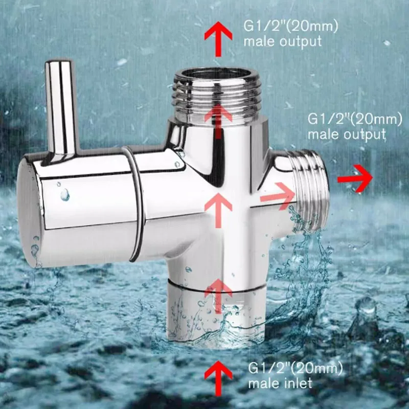 Shower Diverter Valve Bathroom Faucet Switch Valve Shower Tap Connector Splitter Water Diverter Bathroom Accessories diverter valve shower head diverter valve