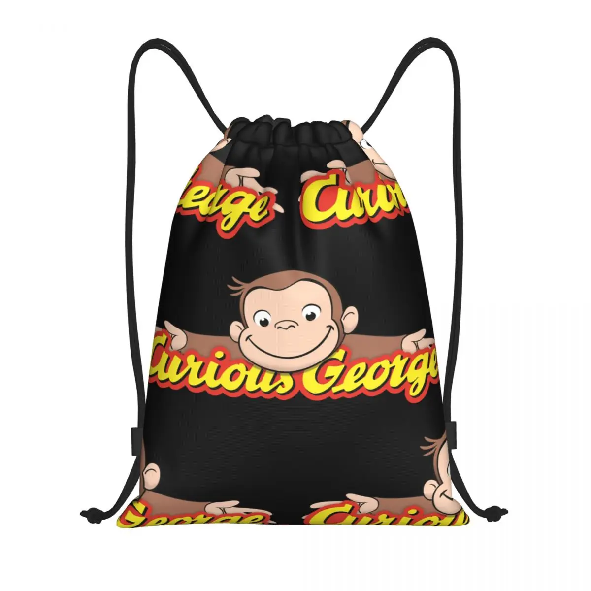 Curious George Kids Logo Multi-function Portable Drawstring Bags Sports Bag Book Bag For Travelling