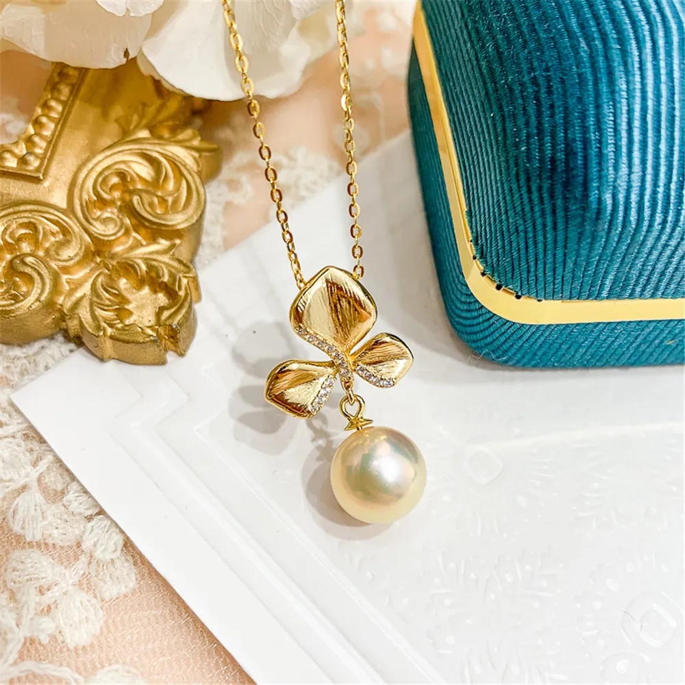 

DIY Pearl Accessories S925 Sterling Silver Pendant Empty Holder Fashion Jade Necklace Pendant with 8-15mm Beads
