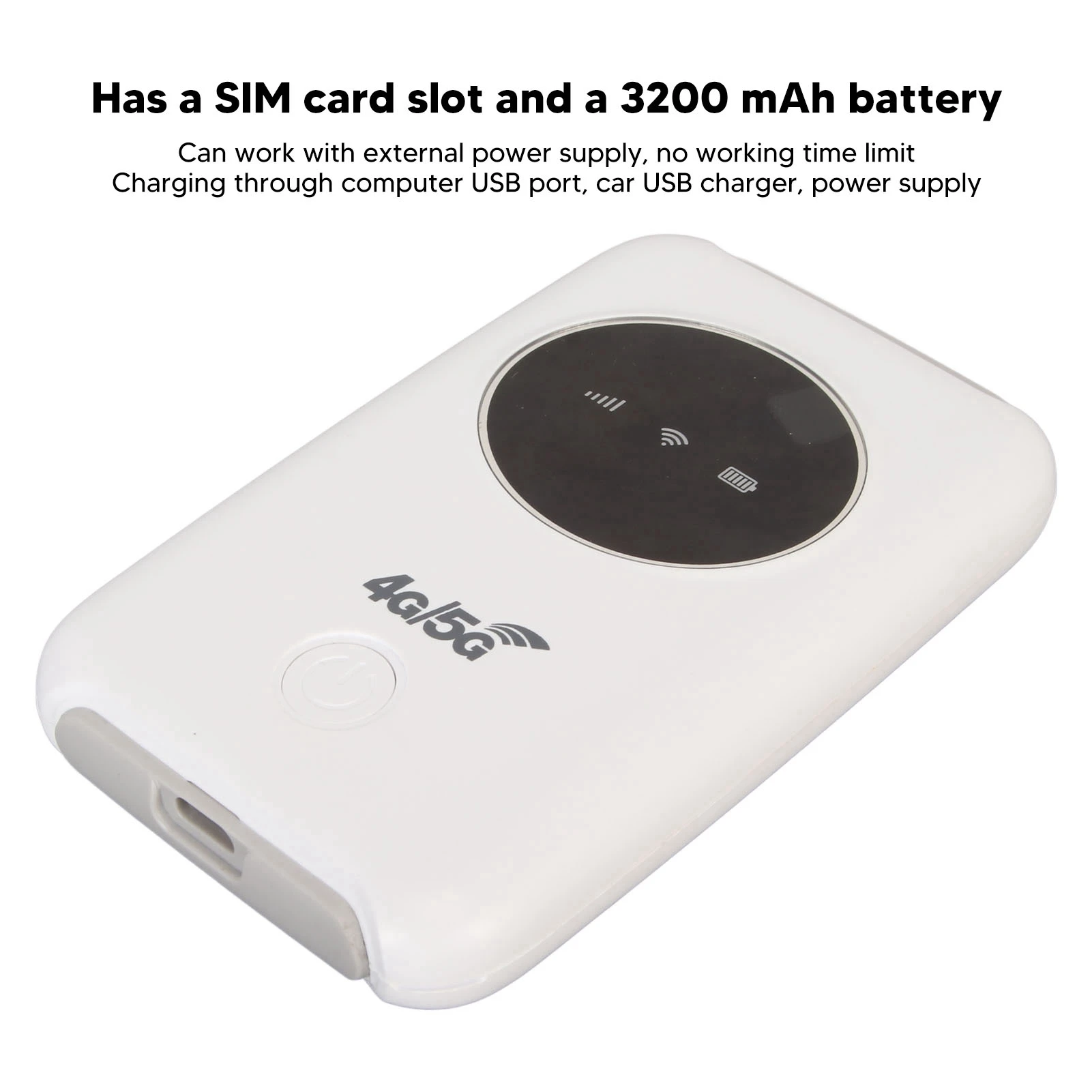 4G LTE 휴대용 WiFi 경량 SIM 카드 슬롯 언락된 5G WiFi 휴대용 WiFi 라우터 여행 및 업무용 내장형 3200MAh 배터리