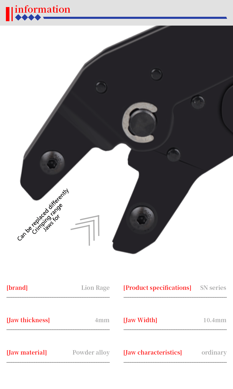 Anti-Rutsch-Griff Crimpzange 4mm Schlitzklaue zum Crimpen SN-58B/2549/02C/06WF/06/2546B/03H/-6/, Terminal-Crimpmittel-Set – Detail 7