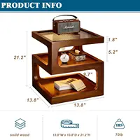 Solid Wood Nightstand with LED Light, Modern 3 Tier Bedside Table with Open Storage, Small Side Table for Bedroom, Customized 2