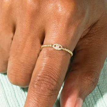 Twisted Ring for Women Trendy Micro Inlaid Zircon Gold Color Midi Button Stacking Dainty Rings Finger Accessories Jewelry R735 1