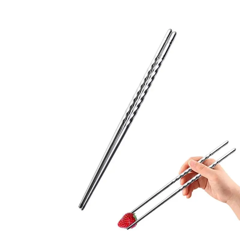 Stainless Steel Chopsticks Nonslip Threaded Chopsticks For Cooking Lightweight Stainless Steel