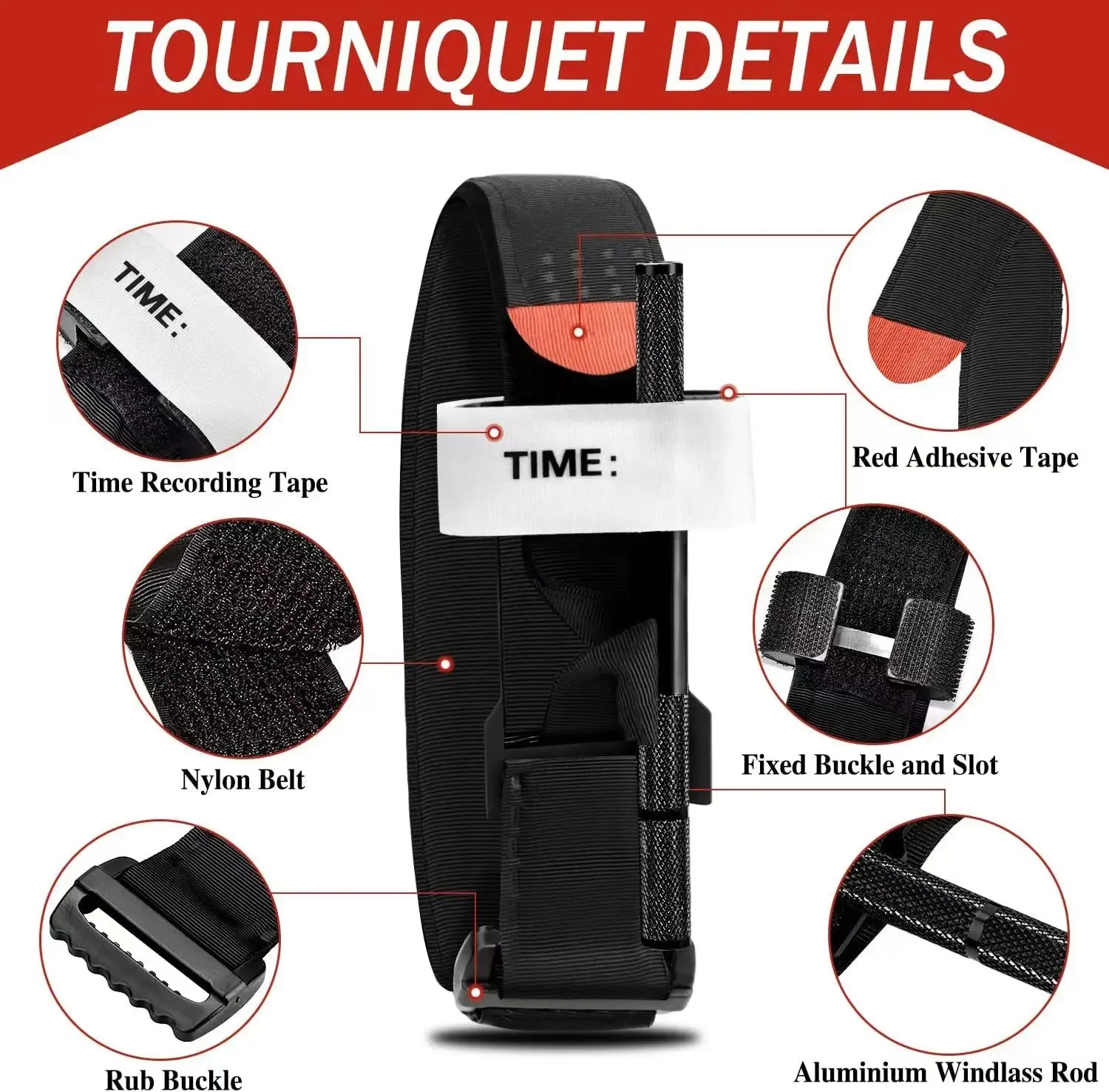 Tourniquet Kit Tactical Tourniquet Tactical First Aid New Metal Aluminum Rod Tourniquet Survival Hemostasis Second Generation Upgrade Repeated Use Strengthen