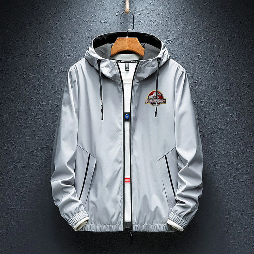 2023 New men's Jurassic Park military trench coat jacket patchwork coat fashion street coat high quality clothes