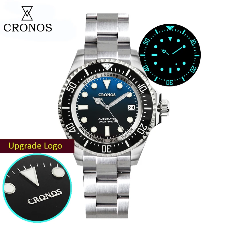 

Cronos Watch For Men NH35 Movement Automatic Stainless Steel 2000 Meters Water Resistance Professional Diver Luxury WristWatch