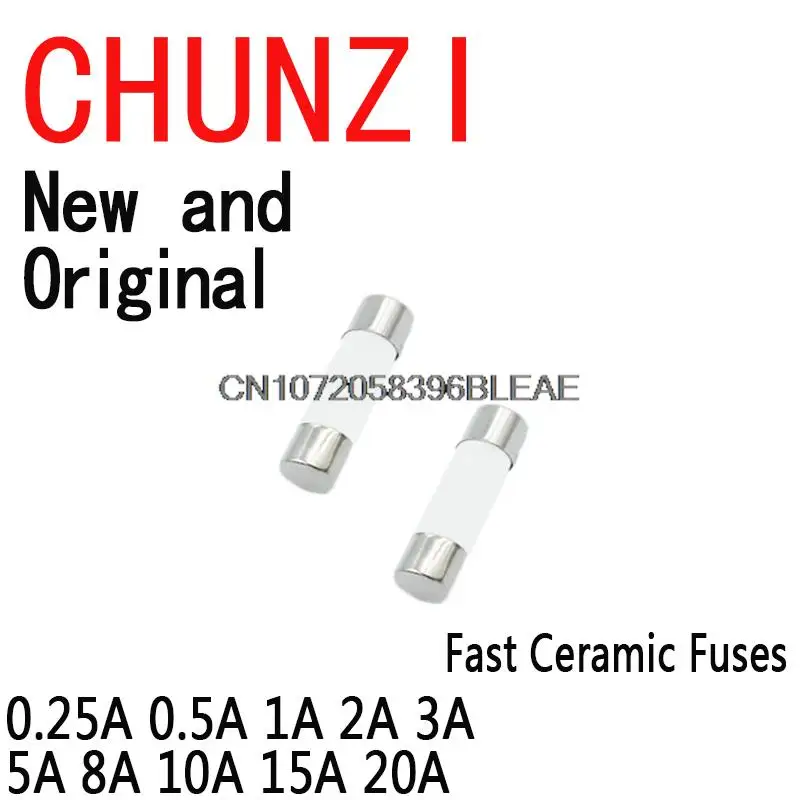 50 Pz/Scatola 10 Tipi 250V 5Mm X 20Mm 0.25A 0.5A 1A 2A 3A 5A 8A 10A 15A 20 Amp Assortimento Di Tubi Fusibili In Ceramica Veloce Kit