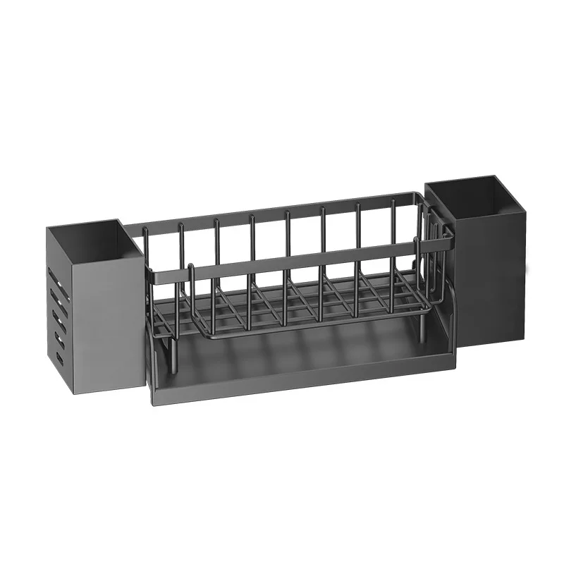 Multi-Functional Storage Rack with Automatic Drain for Kitchen Sink Countertop Organization 5