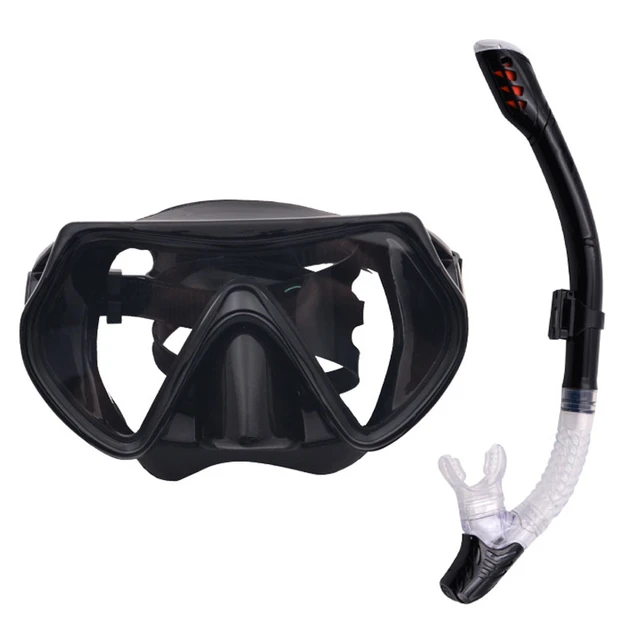 LUNETTES DE PLONGEE,Black--Masque de plongée avec tuba professionnel,  ensemble de lunettes de natation Anti buée pour adultes avec T