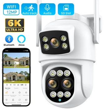 6K 12MP Security Camera 8X Zoom Three Lens Dual Screen Outdoor WiFi Home Protection IP Cam PTZ CCTV Video Surveillance Icsee 1