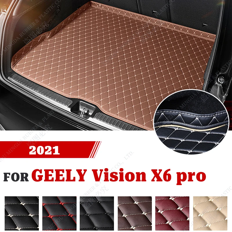 

High Quality Leather Car Trunk Mat For GEELY Vision X6 Pro 2021 Custom Car Accessories Auto Interior Decoration