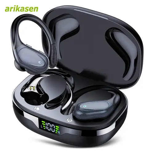 Wireless Earbuds Sport Bluetooth 5.3 Headphones with Noise Cancelling Mic 75H HiFi Stereo Over Ear Bud LED Display USB-C IPX6 - Image 7