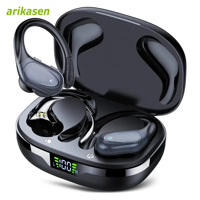 Wireless Earbuds Sport Bluetooth 5.3 Headphones with Noise Cancelling Mic 75H HiFi Stereo Over Ear Bud LED Display USB-C IPX6 - Image 7