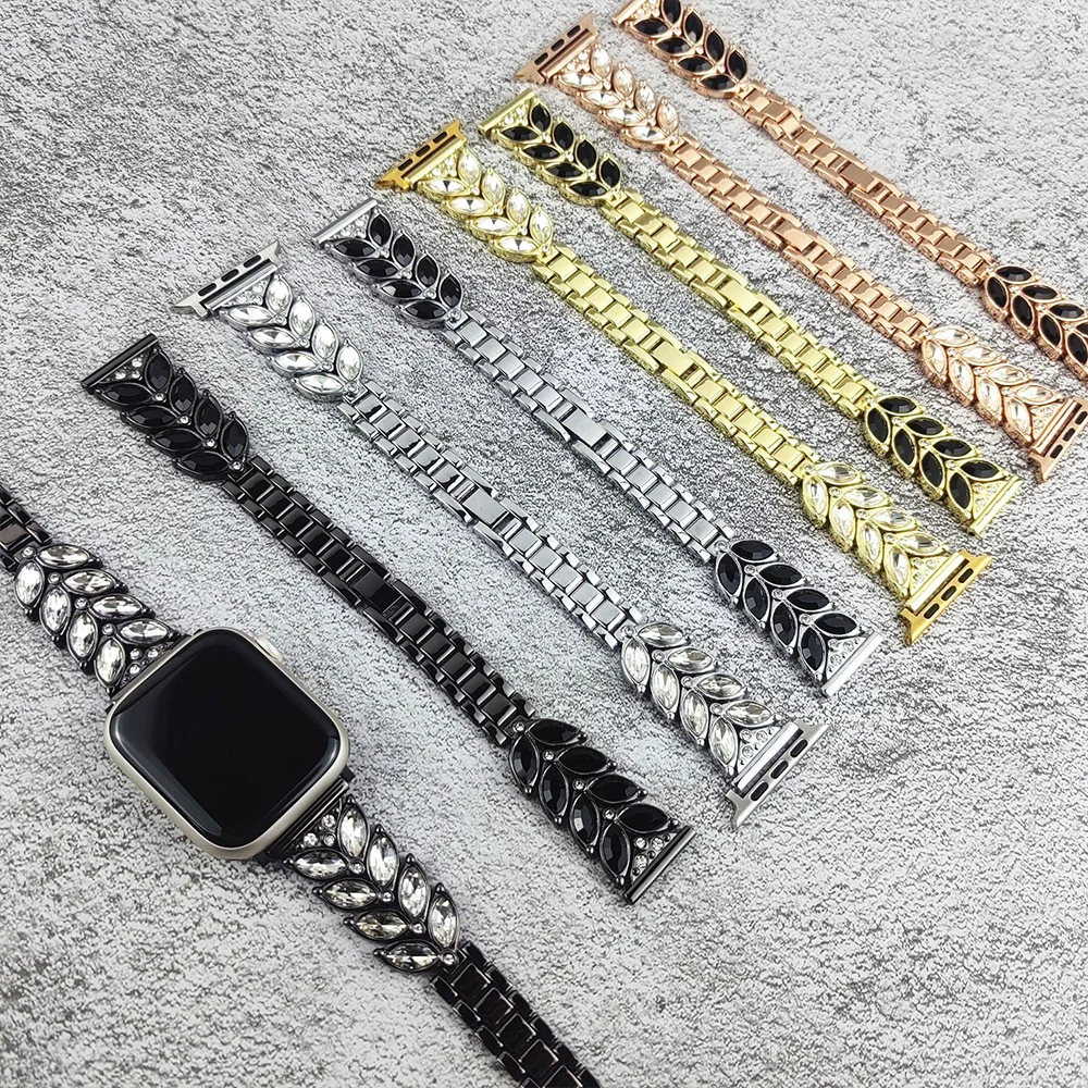 

Тонкий браслет с бриллиантами для Apple Watch, стальной ремешок для IWatch Ultra 49 мм 42 мм 6 5 4 Se 40 44 мм 8 7 41 45 мм