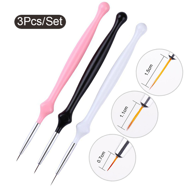 Acrylic French Stripe Nail Art Liner Brush Set 3D Tips Manicuring Ultra-thin Line Drawing Pen UV Gel Brushes Painting Tools
