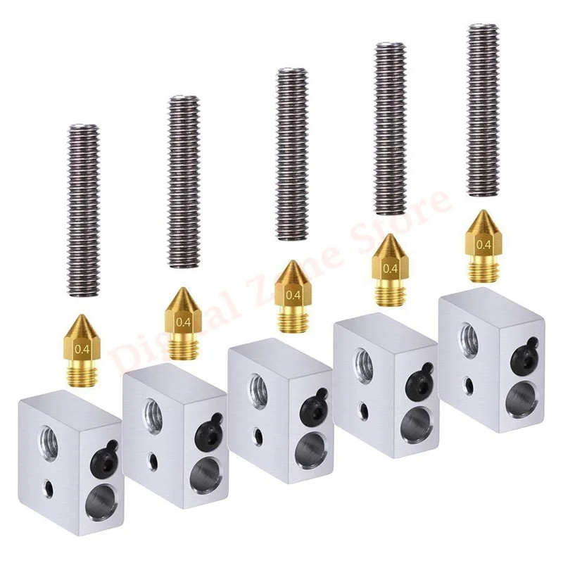 

1.75mm Throat Tube+0.4mm Extruder Nozzle Print Heads with 3D Printer Heater Blocks Hotend for MK8 Makerbot Anet A8