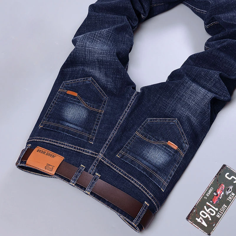 Spring Style Black Jeans Men Slim Fit Straight All-Matching Stretch Korean Youth Ankle-Tied Trendy Pants