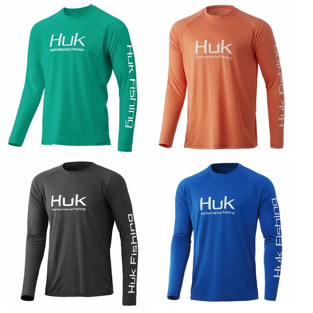 HUK Fishing Shirts Uv Protection Long Sleeve Tops Outdoor Summer