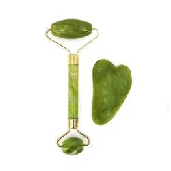 Natural Jade Roller Massager for Face and Body - Anti - Wrinkle Facial Lifting Tool with Double - End Gua Sha Stone (Set 1)