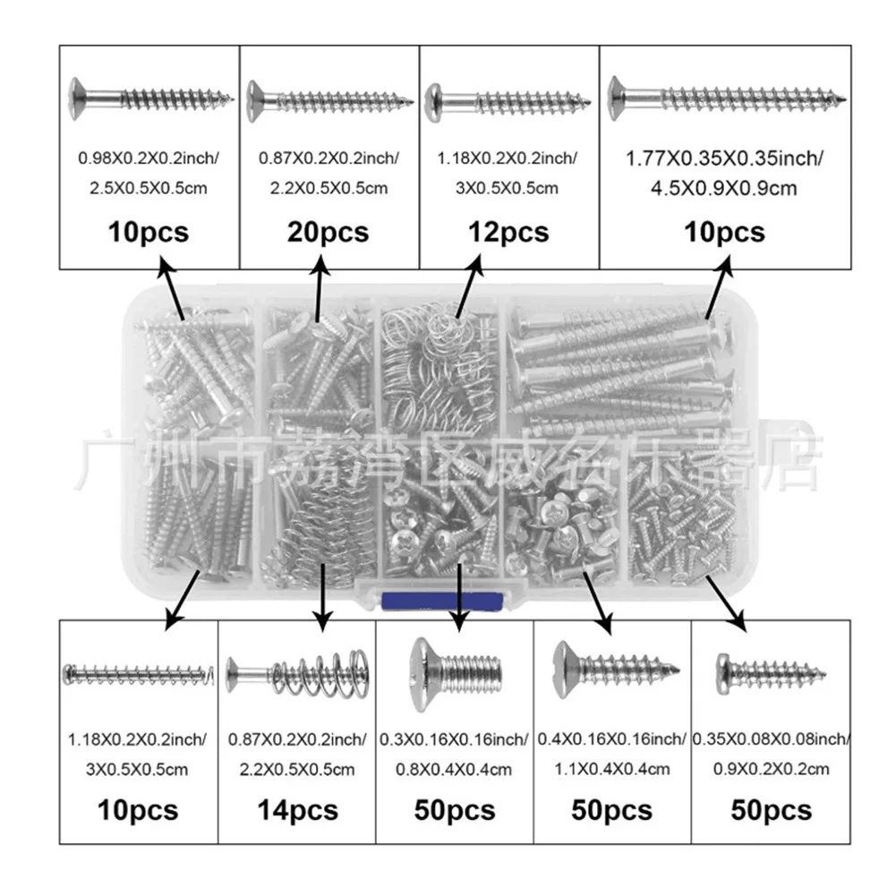 

226Pcs Electric Guitar Screw Spring With Box Kit For Pickguard DIY Luthier Tools Replace Repair Guitar Guards Accessories Parts